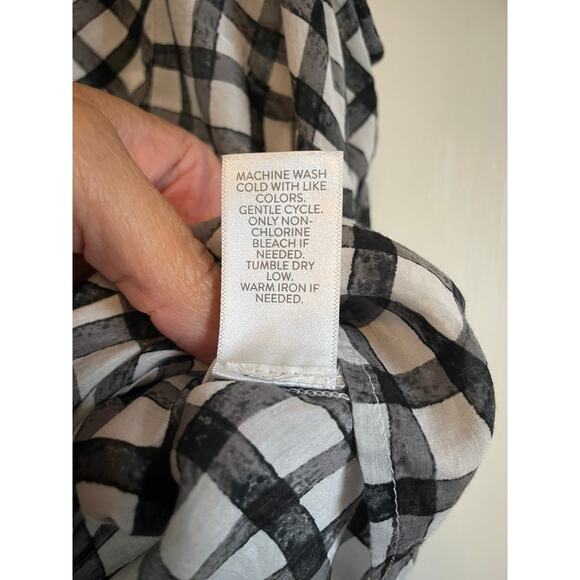 J. Jill black gingham silk cotton sleeveless button up shirt tie front Large - Picture 7 of 7